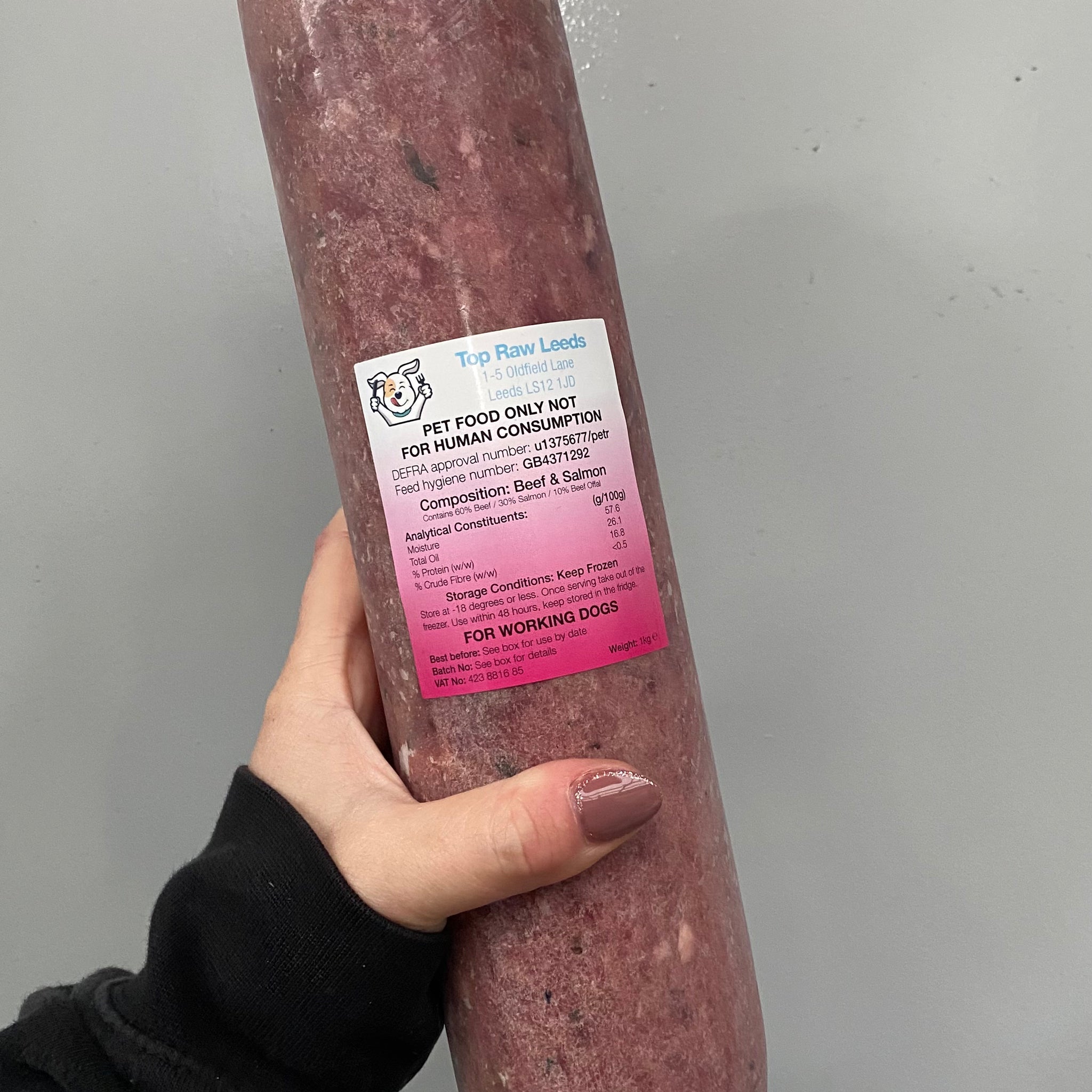 Beef/Salmon Mince (x13 1kg Chubbs)